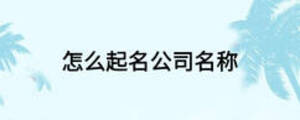 怎么起名公司名稱