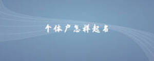 個體戶怎樣起名