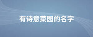 有詩(shī)意菜園的名字