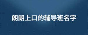 朗朗上口的輔導(dǎo)班名字