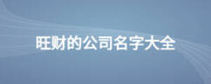旺財的公司名字大全