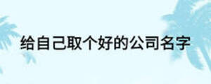 給自己取個(gè)好的公司名字
