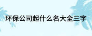 環保公司起什么名大全三字