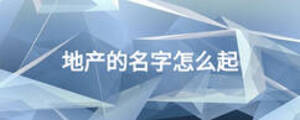 地產(chǎn)的名字怎么起