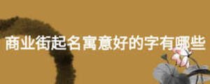 商業(yè)街起名寓意好的字有哪些