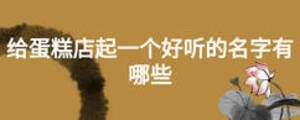 給蛋糕店起一個好聽的名字有哪些