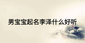男寶寶起名李澤什么好聽