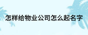 怎樣給物業公司怎么起名字