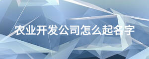 農業開發公司怎么起名字