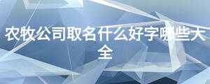 農(nóng)牧公司取名什么好字哪些大全