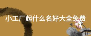 小工廠起什么名好大全免費(fèi)