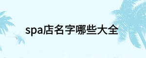 spa店名字哪些大全