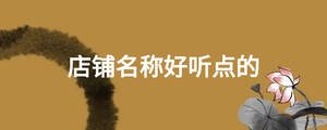 店鋪名稱好聽點(diǎn)的