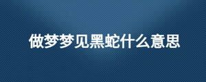 做夢(mèng)夢(mèng)見(jiàn)黑蛇什么意思