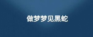 做夢夢見黑蛇什么意思