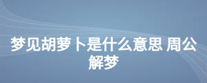 夢見胡蘿卜是什么意思 周公解夢