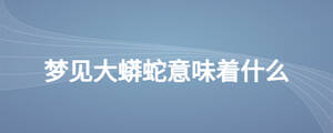 夢(mèng)見大蟒蛇意味著什么