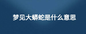 夢見大蟒蛇是什么意思