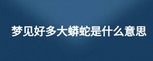 夢(mèng)見(jiàn)好多大蟒蛇是什么意思