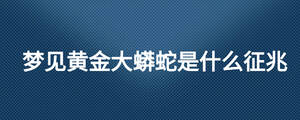 夢(mèng)見黃金大蟒蛇是什么征兆