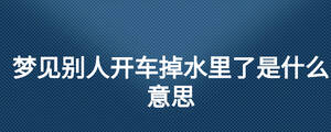 夢見別人開車掉水里了是什么意思