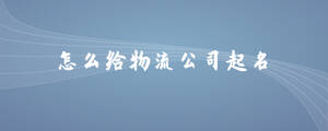怎么給物流公司起名