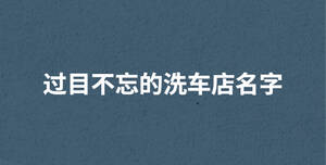 過目不忘的洗車店名字