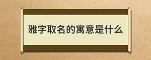 雅字取名的寓意是什么