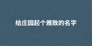 給莊園起個雅致的名字