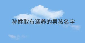 孫姓取有涵養的男孩名字