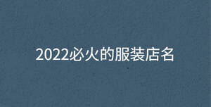 2022必火的服裝店名