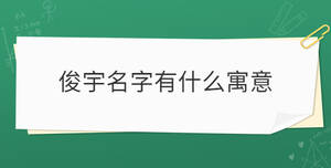 俊宇名字有什么寓意