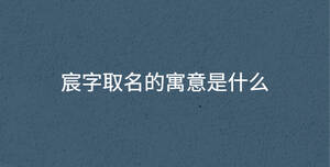 宸字取名的寓意是什么