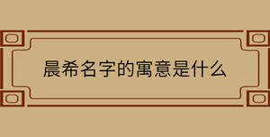 晨希名字的寓意是什么