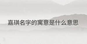 嘉琪名字的寓意是什么意思