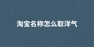 淘寶店名稱怎么取洋氣