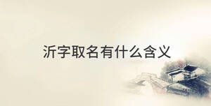 沂字取名有什么含義