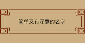 簡(jiǎn)單又有深意的名字