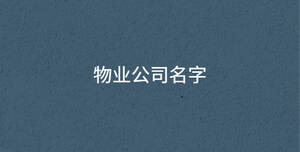 物業(yè)公司名字