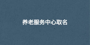 養老服務中心取名
