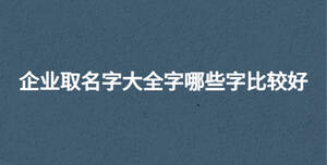 企業取名字大全字哪些字比較好