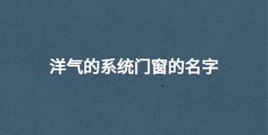 洋氣的系統門窗的名字