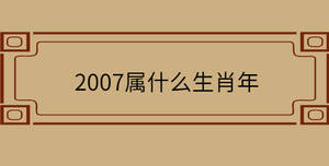2007屬什么生肖年