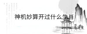 神機妙算開過什么生肖