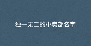 獨一無二的小賣部名字