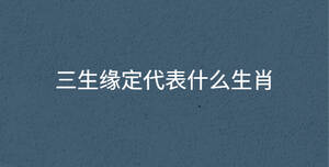 三生緣定代表什么生肖