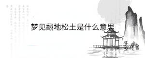 夢見翻地松土是什么意思