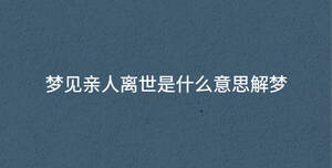 夢見親人離世是什么意思解夢