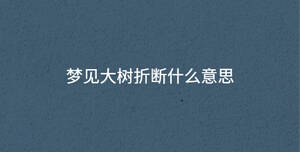 夢見大樹折斷什么意思