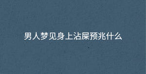 男人夢見身上沾屎預(yù)兆什么